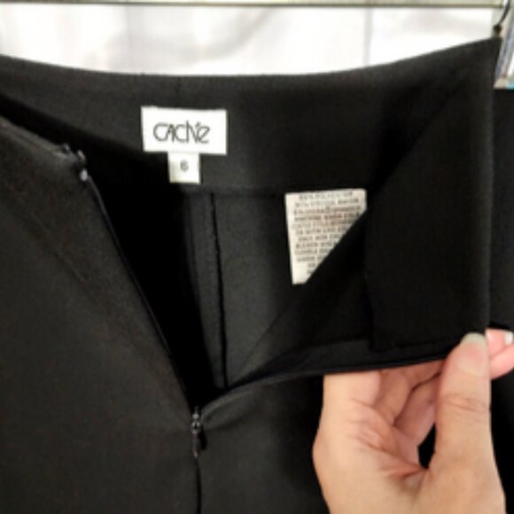 Cachè Womens Black Knit Single Button Blazer Slim Pant Suit Size 6 - Picture 6 of 7
